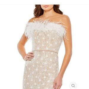 MAC DUGGAL Feather Trim Strapless Dress